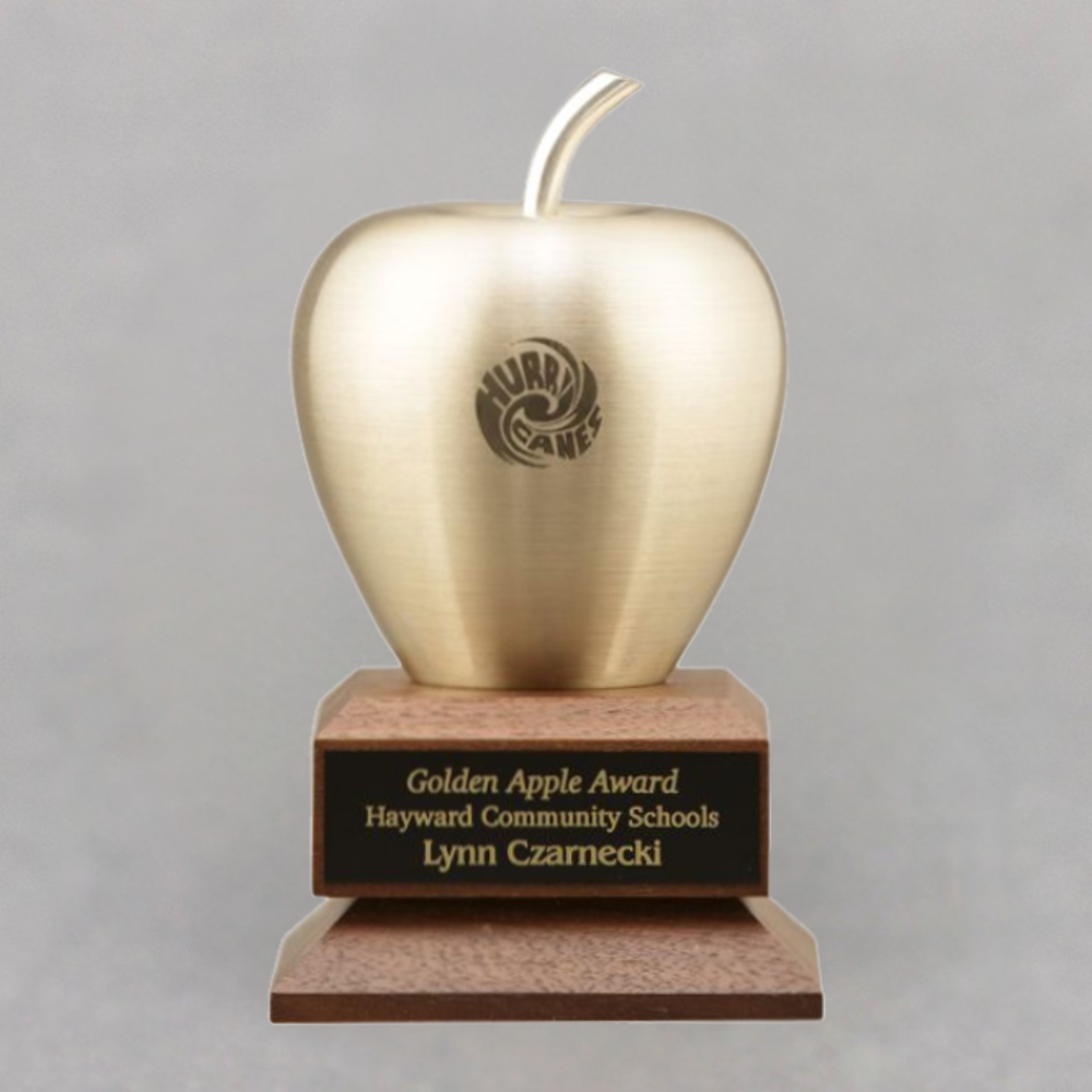 Brass Apple Award - Apple & Plate Engraved